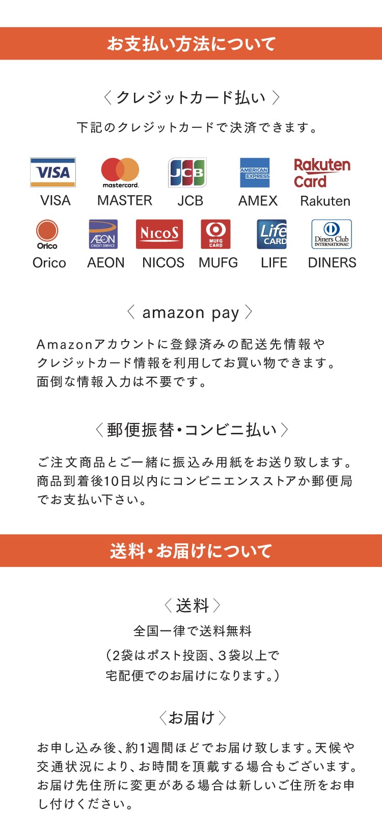 お支払い方法・送料などについて